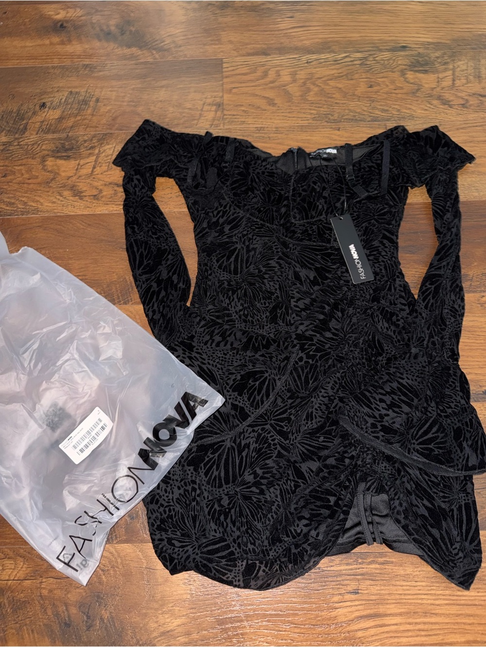 Fashion Nova Misty Velvet Mesh Micro Mini Dress